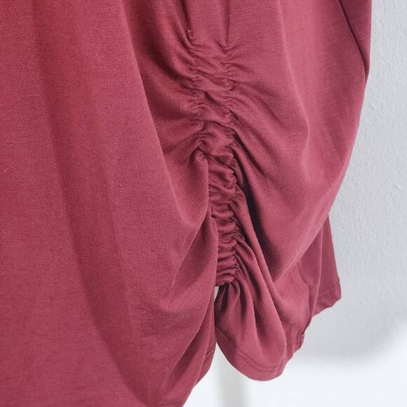 Time and Tru Oxblood Top Size XXXL Plus Size Burgundy Blouse with Ruching - Picture 5 of 10
